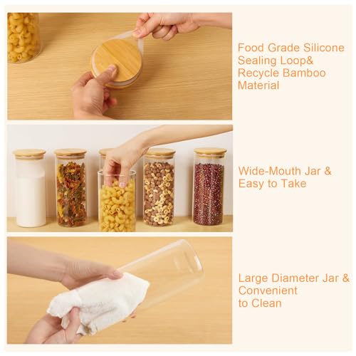 umieo Large Glass Flour and Sugar Containers 50oz Set of 2, Glass Jar with Airtight Lids, Clear Storage Containers with Bamboo Lids for Rice, Oat, Nuts, Candy, Cereal, Coffee, Beans - color: 50oz-2Pack