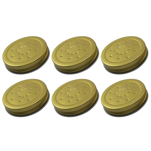 XGNG 6PCS Metal Feeder Lids for Bees Hive Entrance Feeder Perforated Mason Jar Lids Portable Watering Equipment for Beekeeping