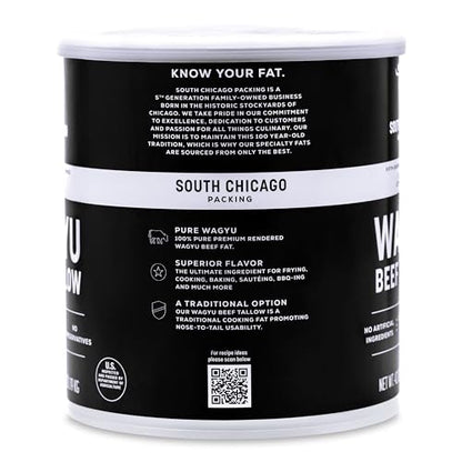 South Chicago Packing 100% Pure Wagyu Beef Tallow, 42 Ounces – Paleo & Keto Friendly Cooking Fat for Searing, Sautéing & Frying