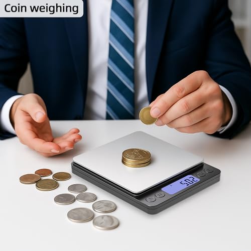 SKEAP Digital Jewelry Scale – 500g x 0.01g Precision Gold Scale for Jewelers & Collectors, Digital Coin Scale with Backlit LCD, Tare Function– Ideal for Gemstones, Bullion & Coins.