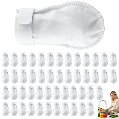 50 Pack High Density Faucet Filter Cotton Pouches, Anti-Splash Tap Water Purifier Bags, Fine Mesh Sediment Barrier Reduces Rust & Limescale, Universal Kitchen Tap Water Filter Guard for Home Daily Use