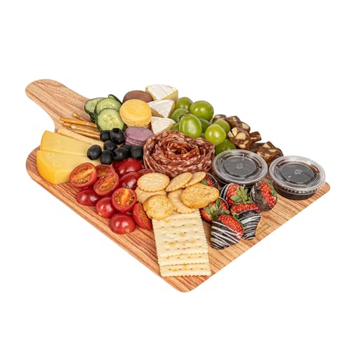 Restaurantware Cater Tek 15.8 x 9.8 Inch Charcuterie Boards 10 Faux Wood Cheese Boards - WIth Handle Stackable Paper Cardboard Charcuterie Boards Disposable For Serving At Catered Events - color: Natural, size: 15 3/4"