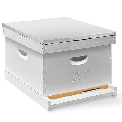 Honey Keeper Starter Beehive Kit (1 Deep Hive Body) with Essential Starter Supplies Tool Kit for Langstroth Beekeeping, Fully Assembled and Painted