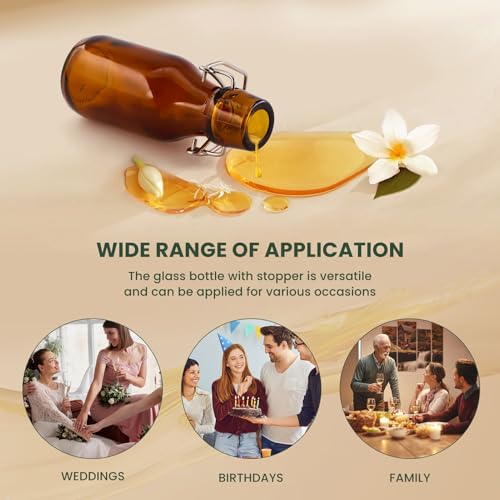 24 Pack 4 oz Swing Top Glass Bottles Amber Flip Top Glass Bottles Vanilla Extract Bottle with Airtight Lid Flip Top Beer Brewing Bottle for 2nd Fermentation Vanilla Extract Kombucha Beverage Soda