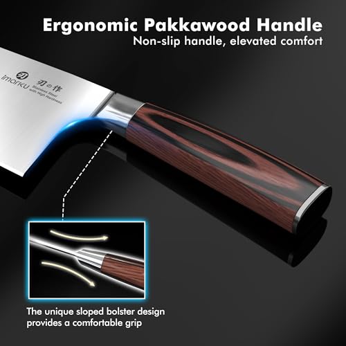 imarku 7 Inch Meat Cleaver Knife,Japanese SUS440A High Carbon Stainless Steel Butcher Knife with Ergonomic Handle,Ultra Sharp Vegetable Kitchen Knife for Home - color: Coffee Brown