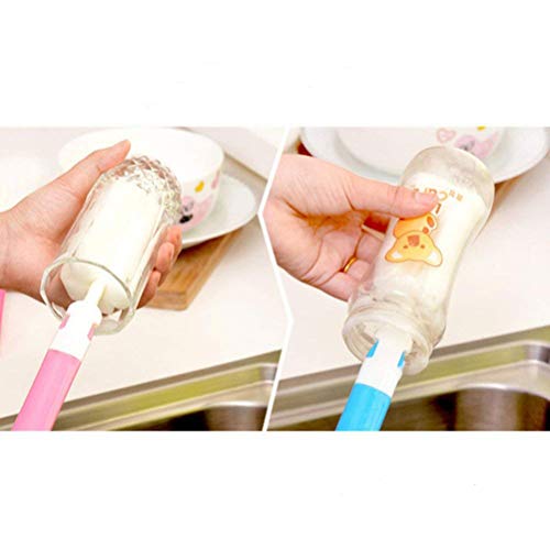 INVODA 4PCS Bottle Brush,Bottle Washer Set Long Sponge Bottle Cleaning Brushes Baby Bottle Cleaner Brush, Nipple Brush (4 pcs) - color: Brush 4 Pcs