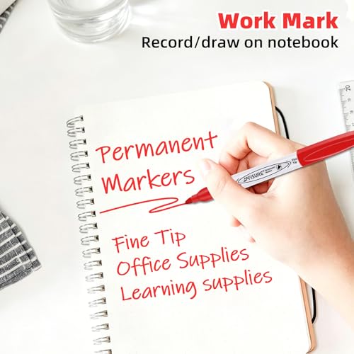 Red Permanent Markers Bulk, 75 Count, Quick Drying and Fade Resistant, Fine Point Marker works on Paper, Plastic, Metal, Wood, Perfect for Classroom, Home, Office - size: 1 Count (Pack of 75)