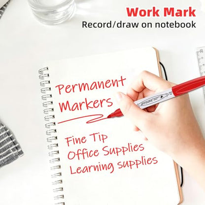 Red Permanent Markers Bulk, 75 Count, Quick Drying and Fade Resistant, Fine Point Marker works on Paper, Plastic, Metal, Wood, Perfect for Classroom, Home, Office - size: 1 Count (Pack of 75)