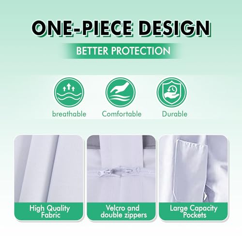 31Pcs Beekeeping Supplies Tools Kit with Bee Suit, Bee Keeping Supplies All Include Bee Marking Pen Bee Smoker Beehive Frame Holder Bee Frame Grip, Beekeeping Starter Tool Set for Beekeeper (XXL) - size: XXL