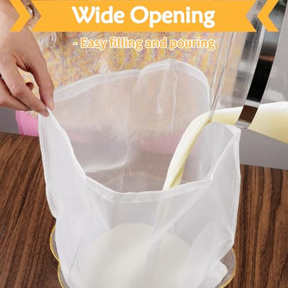 XXL 4 Pcs Food Grade Nut Milk Bag Reusable, Grade 100, 14" x 14" Nut Bag Strainer, Fine Mesh Nylon Cheese Cloth Bags for Straining Oat Almond Milk, Greek Yogurt, Juice, Cold Brew Coffee, Beer Tea - size: 14" x 14"