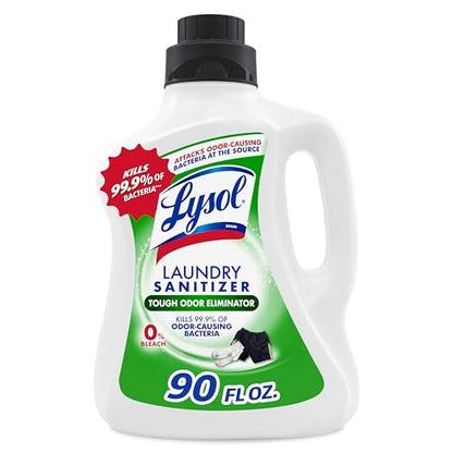 Lysol Tough Odor Eliminator Laundry Sanitizer Additive, Sanitizing Liquid for Gym Clothes and Activewear, 0% Bleach, Eliminates Odor Causing Bacteria, 90oz - size: 90 Fl Oz (Pack of 1)