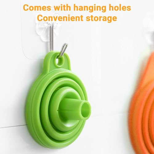 KUFUNG Kitchen Funnel Set 4 Pack - Food Grade Silicone Funnels for Kitchen Use, Filling Bottles - Small Funnel, Space-Saving Design - Easy to Clean and Store