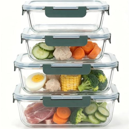 4 Pack Extra Large Glass Food Storage/Baking Containers Set 2X80 oz & 2X36 oz with Lids, Airtight Glass Container,Microwave,Oven,Freezer and Dishwasher