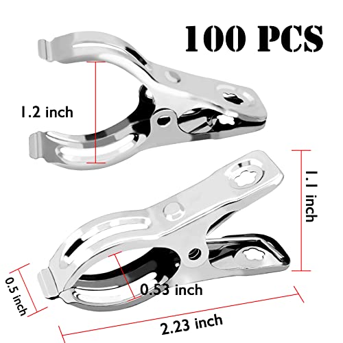 BESTEEL Upgraded 100 PCS Garden Clips, Greenhouse Clamps 100% Stainless Steel Heavy Duty Greenhuose Clips for Netting - Strong Grip to Hold Down Shade Cloth or Plant Cover on Garden Greenhouse Hoops - size: 100PCS