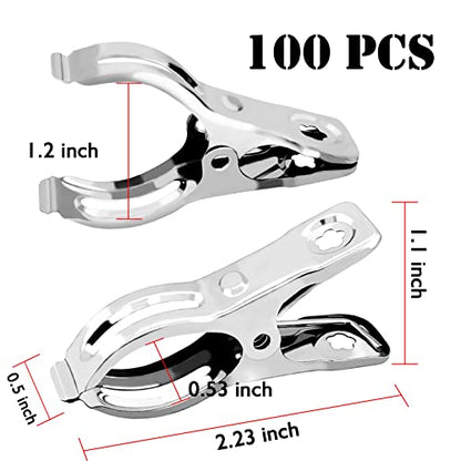 BESTEEL Upgraded 100 PCS Garden Clips, Greenhouse Clamps 100% Stainless Steel Heavy Duty Greenhuose Clips for Netting - Strong Grip to Hold Down Shade Cloth or Plant Cover on Garden Greenhouse Hoops - size: 100PCS