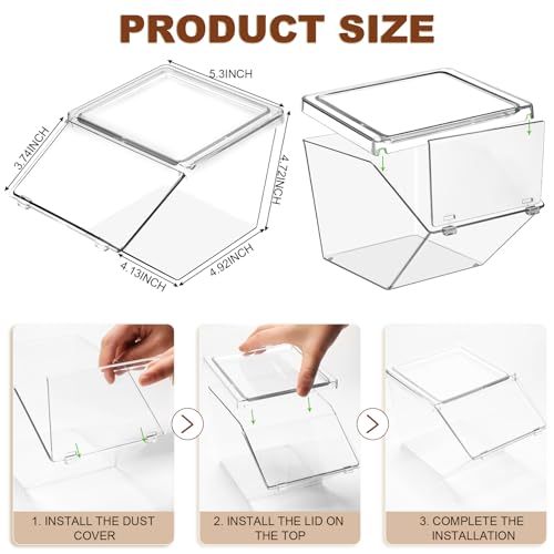 Yerliker 4 Pcs Clear Plastic Storage Bins with Lids Large Stackable Pantry Storage Organizer Bins Kitchen Organization Cabinet Organizers Ideal Containers for Fridge, Kitchen, Cabinets (Clear)