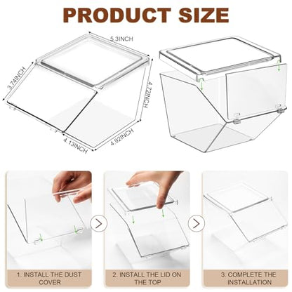 Yerliker 4 Pcs Clear Plastic Storage Bins with Lids Large Stackable Pantry Storage Organizer Bins Kitchen Organization Cabinet Organizers Ideal Containers for Fridge, Kitchen, Cabinets (Clear)