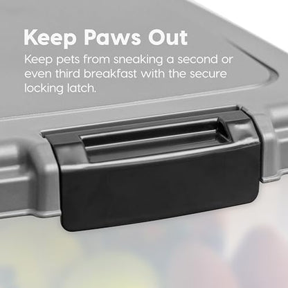 IRIS USA 30 lbs & 11 lbs Combo Airtight Dog Food Storage Container, Stackable Treat Box, 2-Cup Scoop, Wheels, Keep Fresh, Easy Mobility, Silver - color: Silver