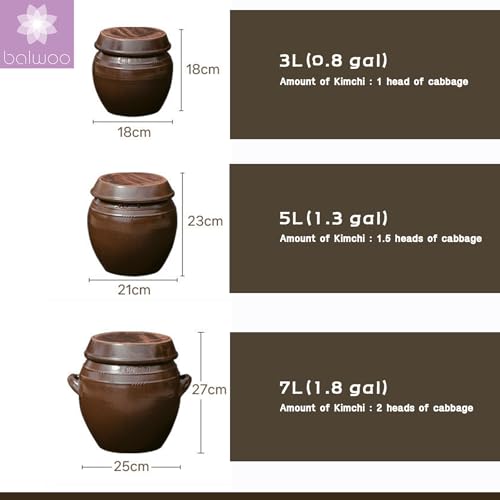 Earthenware Onggi Korean Traditional Clay Jar Ceramic Canister/Handmade Food Sauce Storage Container for Tea, Coffee Bean, Salt/Breathing Clay Pot Kimchi Fermentation Crock (3L(0.8 gal)) - size: 101.4 Ounces