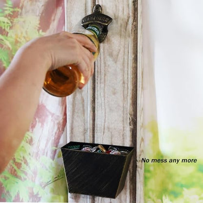 Rustic Bronze Stainless Steel Bottle Cap Bucket Wall Mounted 5" | Aged Brass, Two Tone Hand Painted, Rustproof, Mountable for Outdoor Entertainment Area - color: Antique Bronze