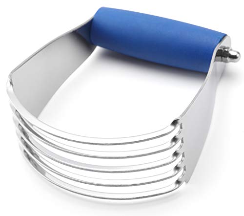 Spring Chef Medium Size Dough Blender For Baking, Dough Cutter Tool, Stainless Steel Puff Pastry Cutter Tool with Soft Grip Handle, Dishwasher Safe Pastry Blender for Easy Mixing - Sapphire - color: Sapphire, size: 3" Medium