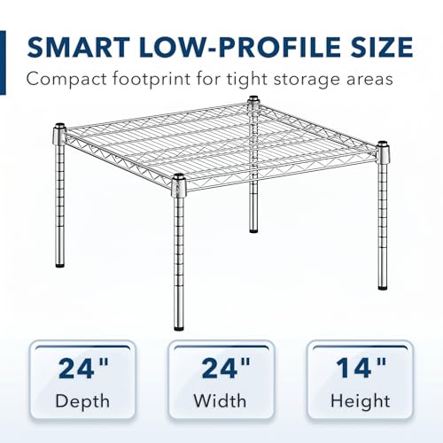 24" x 24" x 14" Chrome Wire Storage Shelf, Dunnage Rack, Commercial 1 Tier Small Shelf - color: Silver, size: 24"D x 24"W x 14"H