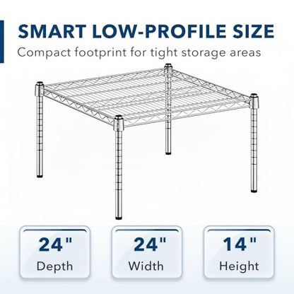 24" x 24" x 14" Chrome Wire Storage Shelf, Dunnage Rack, Commercial 1 Tier Small Shelf - color: Silver, size: 24"D x 24"W x 14"H