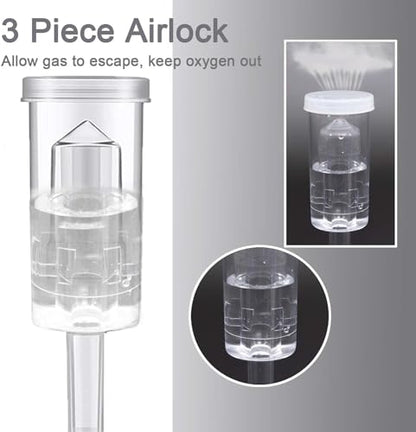 3 Piece Airlock Set for Brewing Wine Making Kimchi (3 Airlock+3 Stoppers+6 Grommets)3 Packs Airlocks for Fermenting Carboy Bucket Airlock with #6 Stoppers - style: 3 Airlock+3 Stoppers+6 Grommets