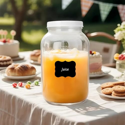 Cyclemore 2 Pack 1 Gallon Clear Glass Jar with Airtight Leakproof Plastic Lid, BPA-Free Dishwasher Safe Wide Mouth Jar for Fermenting, Kombucha, Kefir, Canning, Sun Tea and Food Storage
