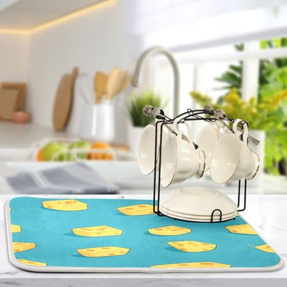 Cheese Dish Drying Mat Absorbent Heat Resistant Reversible Dish Draining Mat for Kitchen Countertops Sinks, 18 x 24 Inch - size: 18 x 24 Inch