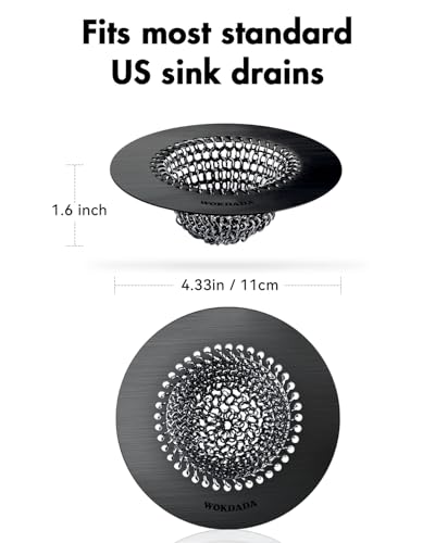 Wokdada Black Kitchen Sink Strainer, Flippable Mesh Sink Drain Strainer, 304 Stainless Steel Sink Screen, Easy Clean Large Basket Strainer, Garbage Disposal Cover Fit for Standard Kitchen Drain - color: Black