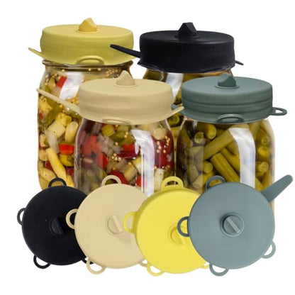 Fermentation Lids Airlock, 4Pack, 2.5-inch Regular, Burping Lid Mason Jar, Fermenting Lid Kimchi, Pickles, Sauerkraut, Fermentation Lids for Mason Jars EasyLid Fermenting Kit - size: 2.5-inch Ferment Lid