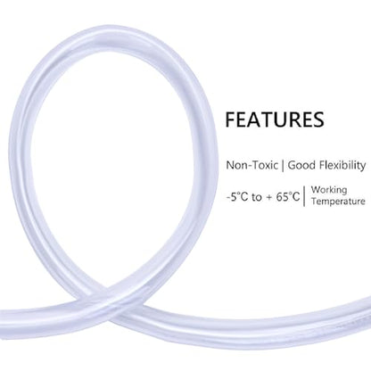 DERNORD PVC Tubing 7/8"ID X 1-1/10"OD Flexible Clear Vinyl Hose 10 Feet for Food Grade - size: 10 Feet, style: 7/8"ID X 1-1/10"OD