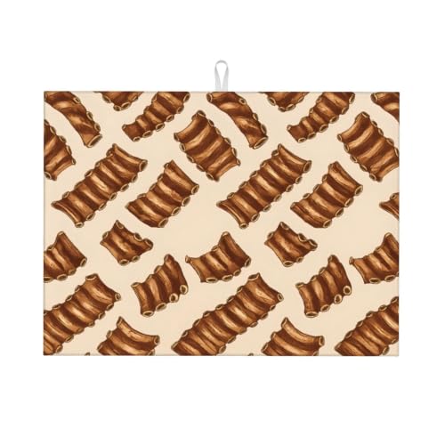 Delicious Fried Rib Dish Drying Mat | For Kitchen Reusable Washable Large Dish Draining Mat 18x24 Inch Kitchens Decor - color: Delicious Fried Rib