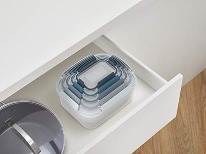 Joseph Joseph Nest Lock Plastic BPA Free Food Storage Container Set with Lockable Airtight Leakproof Lids, 10-Piece, Sky - color: Blue, size: Rectangular, style: 10pc