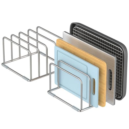 Cutting Board Holder Stand, Chopping Board Organizer Rack with 304 Stainless Steel, Cookie Sheet Storage Organizer, 1.0 & 1.2 Inch Wide Slots (2 Pack) - size: 1.0 & 1.2 in Slots - 2 Pack
