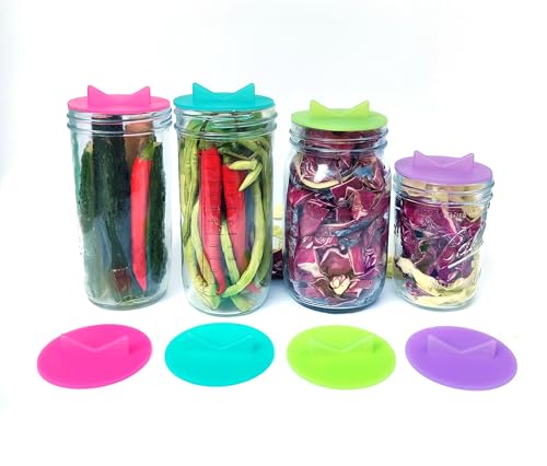 Mason Jar Fermentation Kit, Sauerkraut pounder + 4 Glass weight and 8 Fermentation Airlock Lids for Wide Mouth Mason Jars Excluding steel rings and bottles(AirLock+Glass weight+pounder)