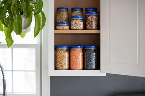 AllSpice Rust-Proof Narrow Mouth Aluminum Metal Mason Jar Lids Leak-Proof 12-Pack (Blue Narrow) - color: Blue, size: Narrow Mouth