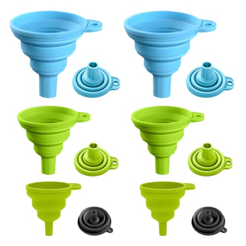 Kitchen Funnel Set, 2025 New Food Grade Silicone Collapsible Funnel Funnels for Kitchen Use Filling Bottles, Food Funnel for Filling Bottles and Water or Powder Transfer 3 Sizes (Color A) - color: Color A