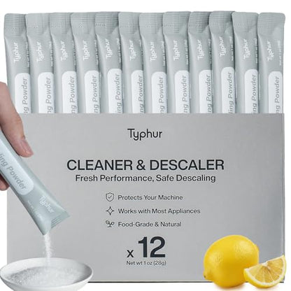 Typhur Ice Maker Cleaner and Descaler, 12 Packs Pure Citric Acid Powder, Universal Descaling Solution Nickel Safe for Countertop Ice Machines, Also Compatible with Coffee Makers and Kettles - size: 12-Pack