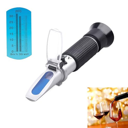 Brix Refractometer with ATC - Portable Digital Meter for Beer and Wine Brewing, Dual Scale-Brix 0-32% & Specific Gravity 1.000-1.130 - size: Brix Refractometer