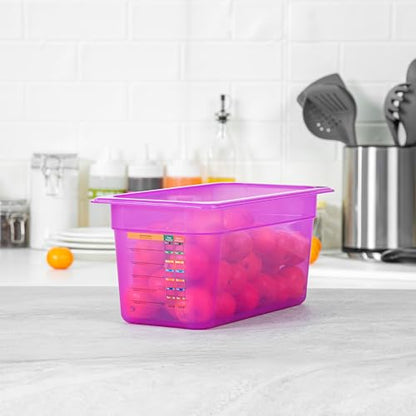 Restaurantware Food Storage Container 1 Pack of 5.6 qt Plastic Stackable Microwave-Safe Bin Dishwasher Safe Freezer Safe Purple Containers for Kitchen Storage - size: 1/3 Size