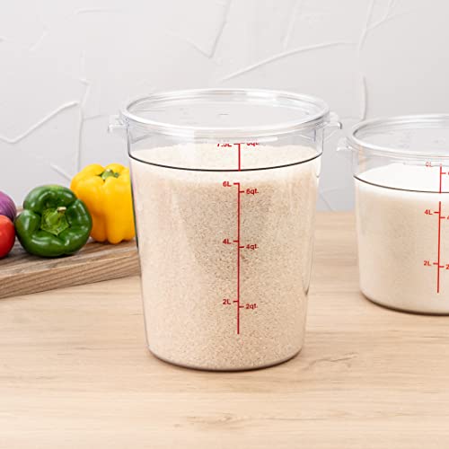 Restaurantware Met Lux 8 Quart Food Storage Containers 10 Round Commercial Storage Containers - Lids Sold Separately With Volume Markers Clear Plastic Food Prep Buckets Space-Saving Storage - size: 8 qt, style: 10 Count