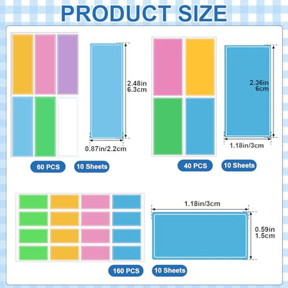 260 Pcs Dry Erase Labels, Dry Erase Stickers, Waterproof Sticker Labels, Removable Labels Easy Peel Off, Reusable Sticky Notes for Food Containers, Office (f Small, Medium, Large) - color: Colorful