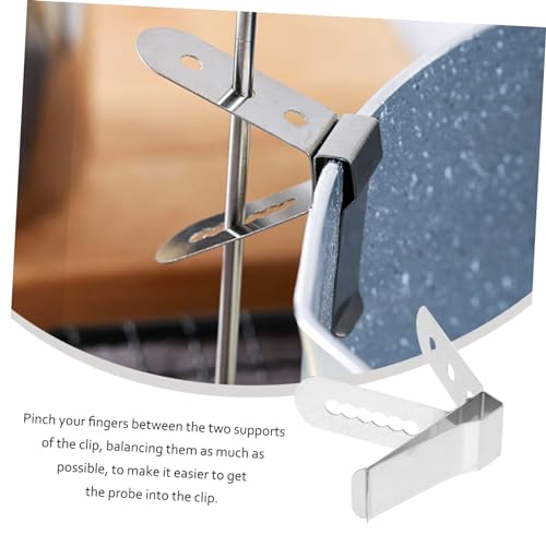 ABOOFAN 2 Pcs Brewing Thermometer Clip Stainless Steel Holder Cooking Probe for BBQ Digital Milk Thermometer