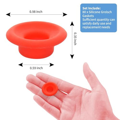 80 PCs Silicone Gaskets Washers Seals for Cap Swing Flip Top Bottle-Red for Home Brew Beer Soda Bottle Sealing - color: Red