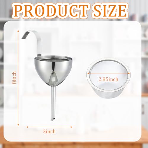 2 Sets Stainless Steel Funnel with Strainer 3 Inch Mouth Diameter Wine Filter Strainer for Filling Bottles, Oils, Juice, Wine, Coffee, Milk
