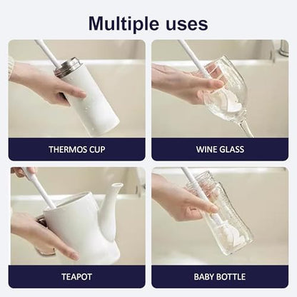 Silicone Bottle Brush, 2026 New 360° Flexible Soft Bristle Water Brush with Long Handle, Cup Lid Cleaning Brush for Narrow Neck Containers, Sports Bottle, Tumblers, Flask, Glassware (1 Pcs) - color: 1 Pcs