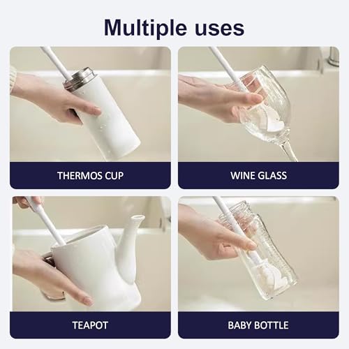 Silicone Bottle Brush, 2026 New 360° Flexible Soft Bristle Water Brush with Long Handle, Cup Lid Cleaning Brush for Narrow Neck Containers, Sports Bottle, Tumblers, Flask, Glassware (2 Pcs) - color: 2 Pcs