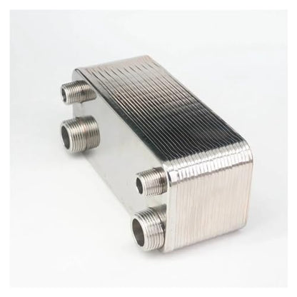 24 Plate Heat Exchanger Beer Wort Chiller Cooler SUS 304 Stainless Steel for Homebrew Cooling(1 Inch BSPT)